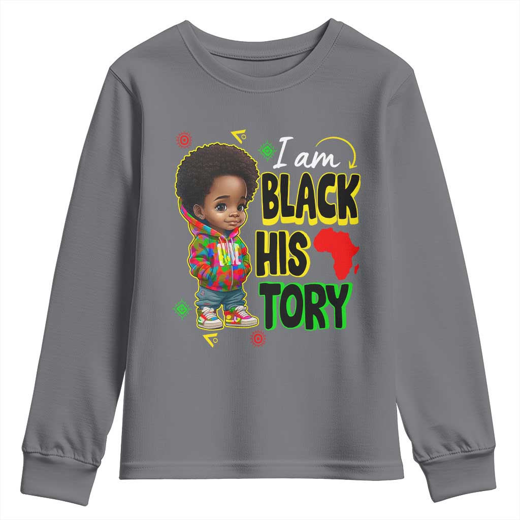Black Boys Pride Youth Long Sleeve Shirt Handsome Kids Boys I Am Black History Month