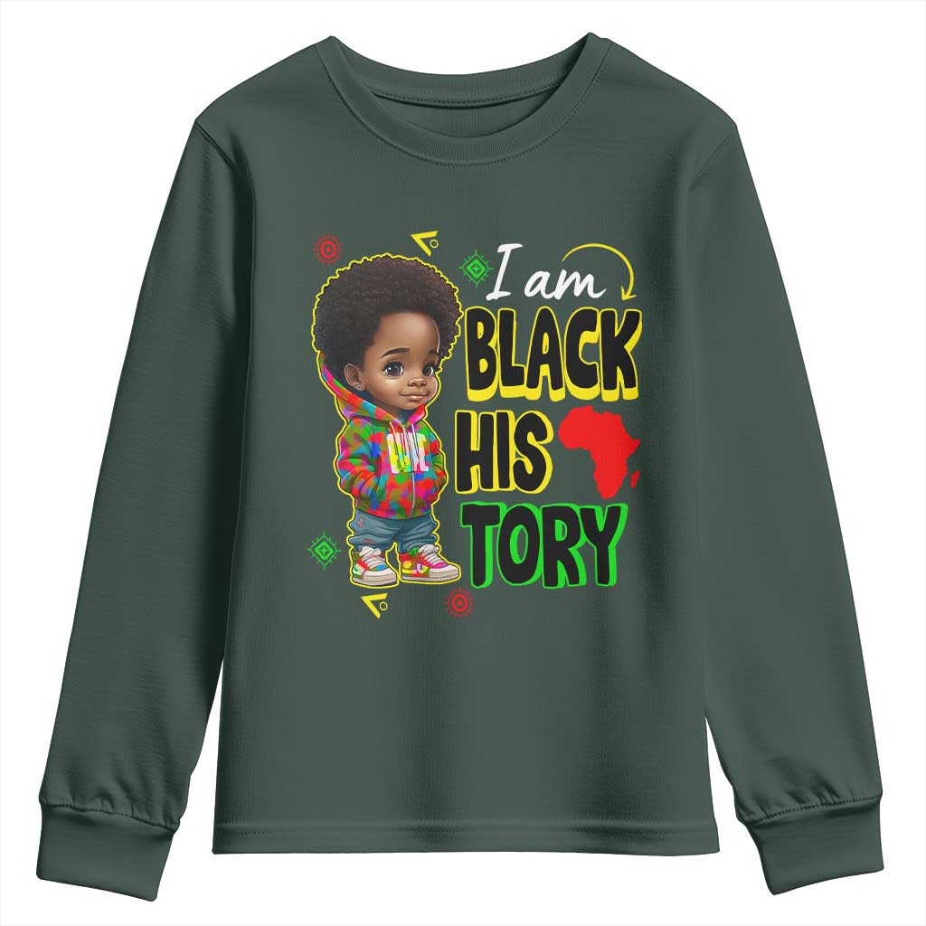 Black Boys Pride Youth Long Sleeve Shirt Handsome Kids Boys I Am Black History Month