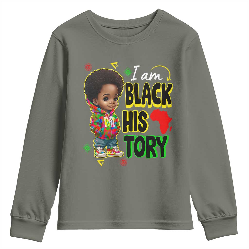 Black Boys Pride Youth Long Sleeve Shirt Handsome Kids Boys I Am Black History Month