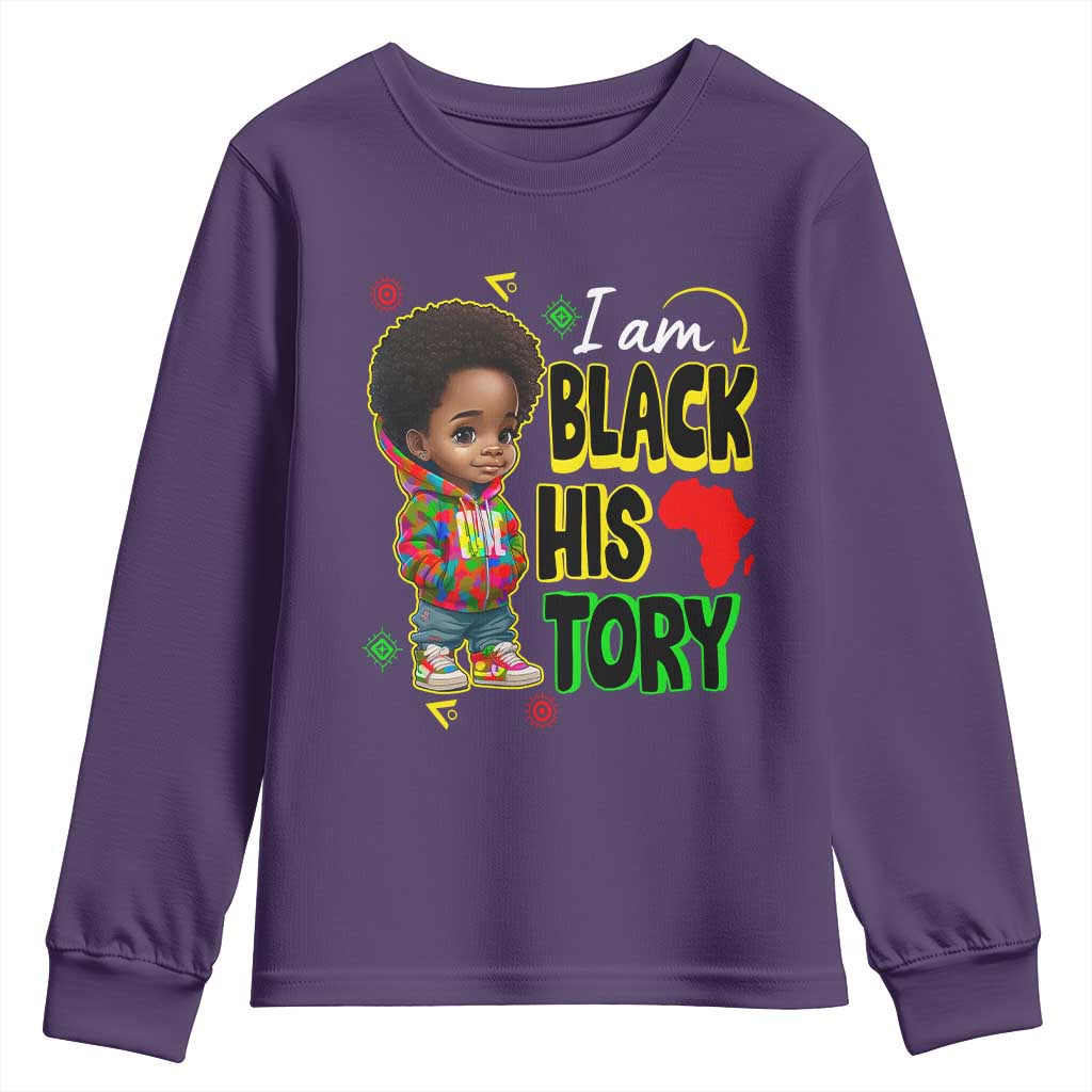 Black Boys Pride Youth Long Sleeve Shirt Handsome Kids Boys I Am Black History Month