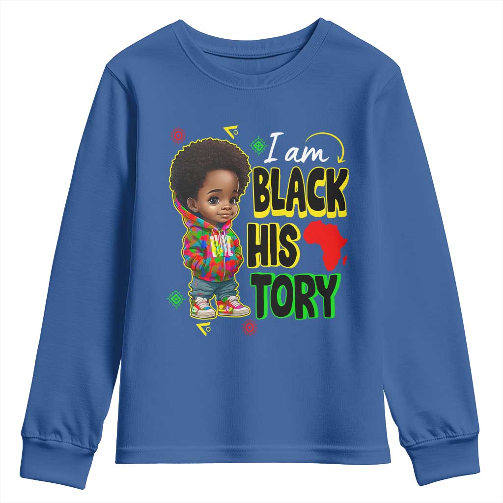 Black Boys Pride Youth Long Sleeve Shirt Handsome Kids Boys I Am Black History Month