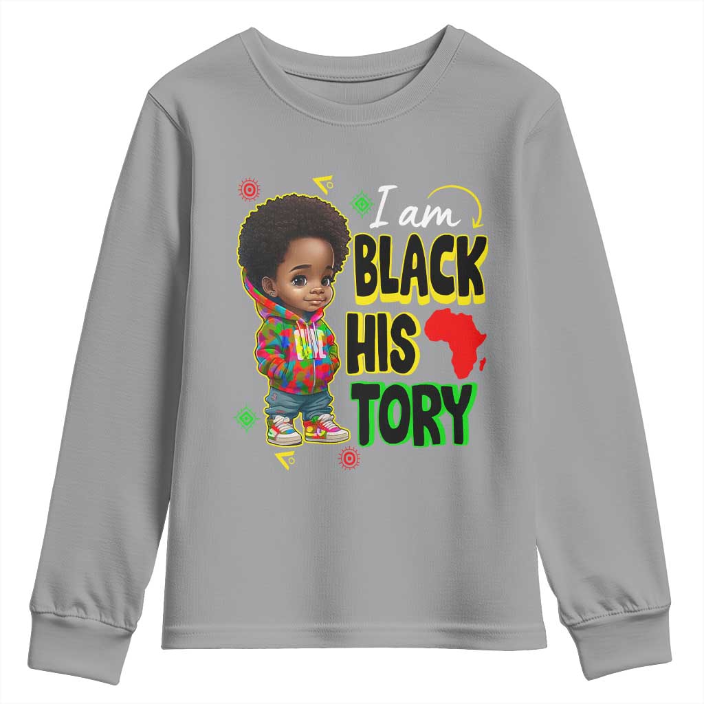 Black Boys Pride Youth Long Sleeve Shirt Handsome Kids Boys I Am Black History Month