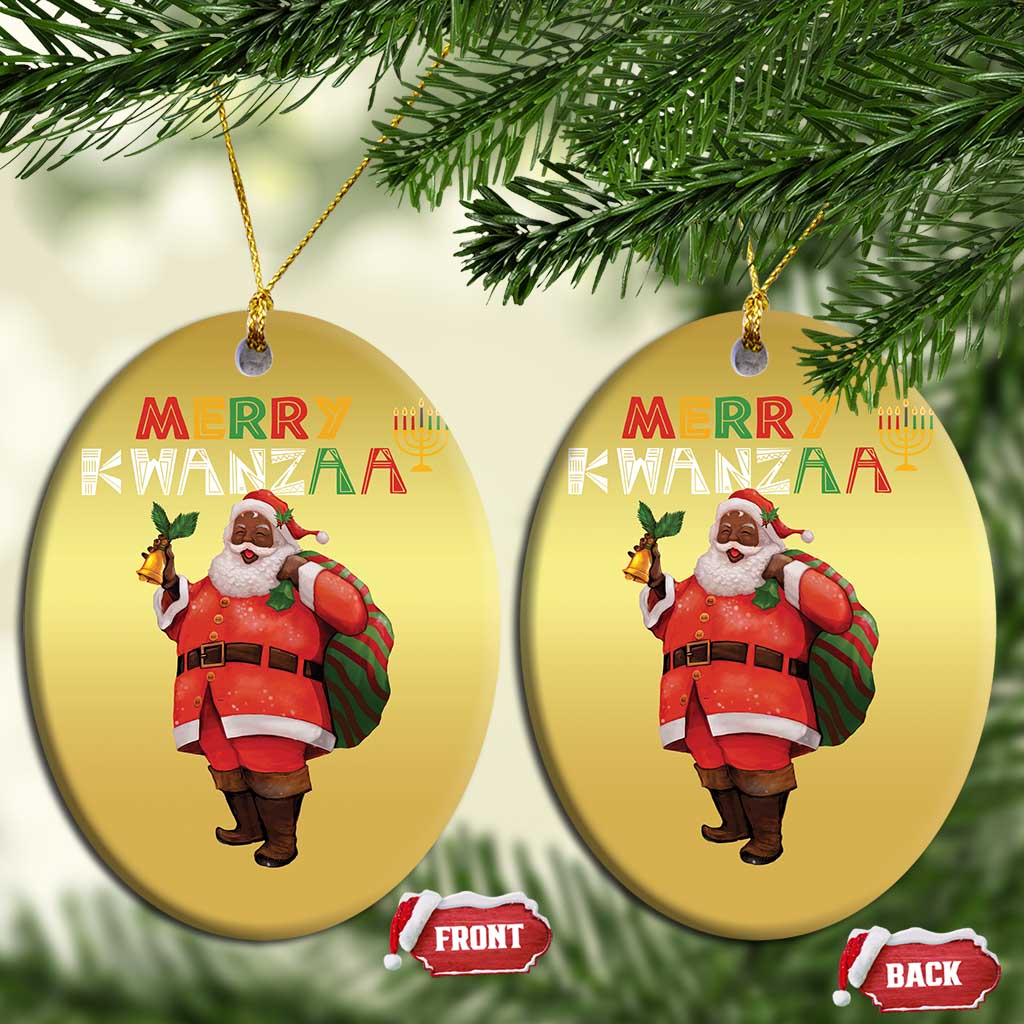 African American Xmas Merry Kwanzaa Santa Christmas Ornament