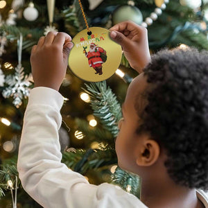 African American Xmas Merry Kwanzaa Santa Christmas Ornament
