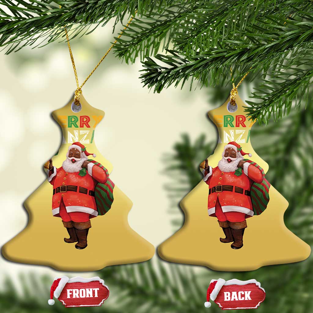 African American Xmas Merry Kwanzaa Santa Christmas Ornament