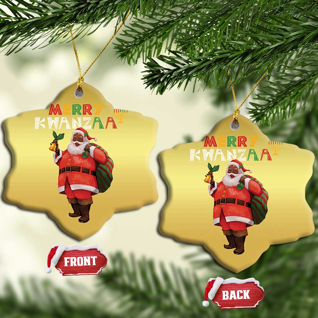 African American Xmas Merry Kwanzaa Santa Christmas Ornament