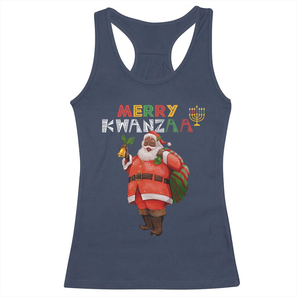 African American Xmas Merry Kwanzaa Santa Racerback Tank Top
