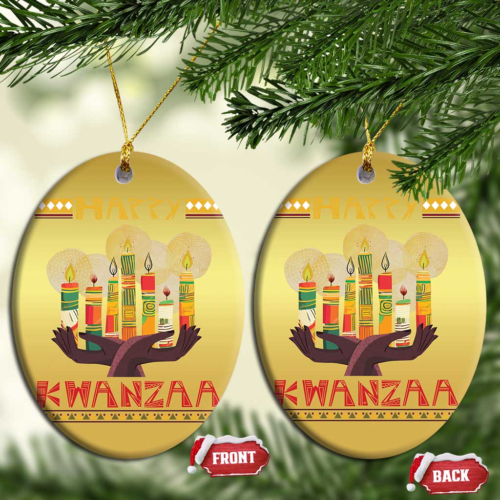 African American Xmas Happy Kwanzaa Christmas Ornament