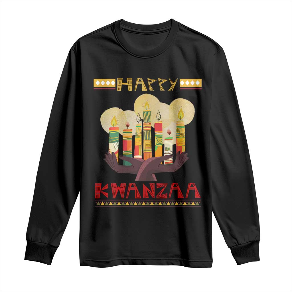 African American Xmas Happy Kwanzaa Long Sleeve Shirt