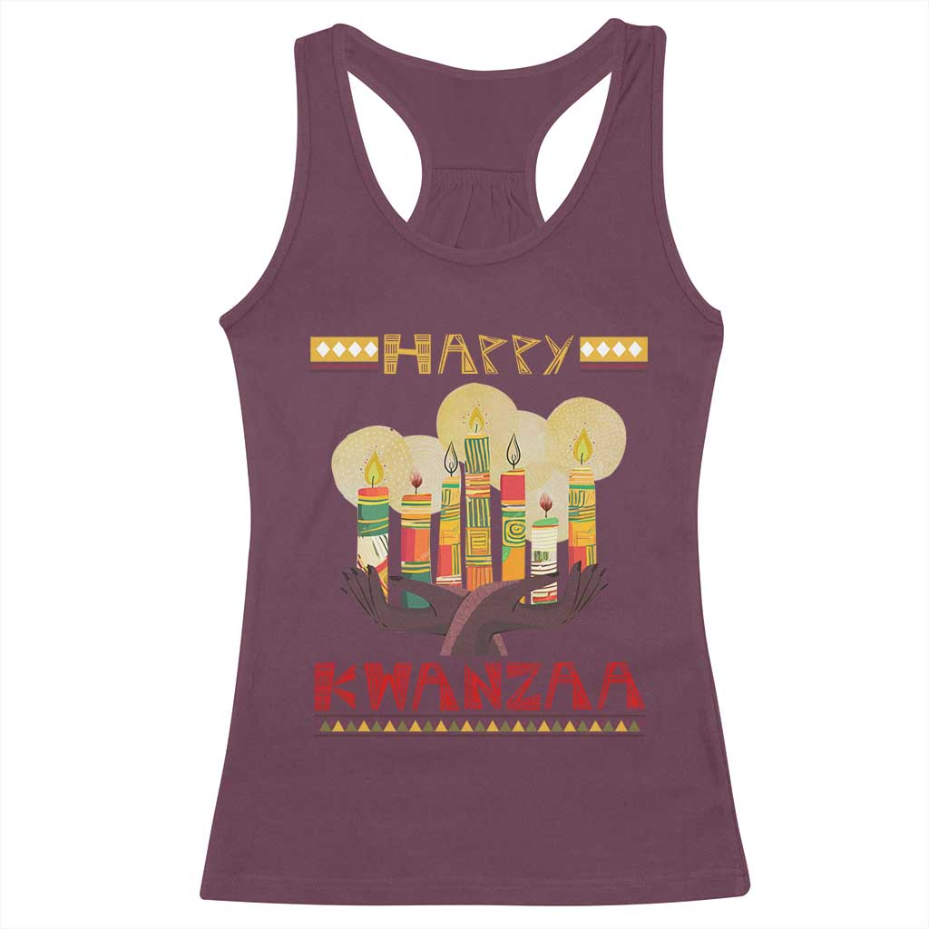 African American Xmas Happy Kwanzaa Racerback Tank Top