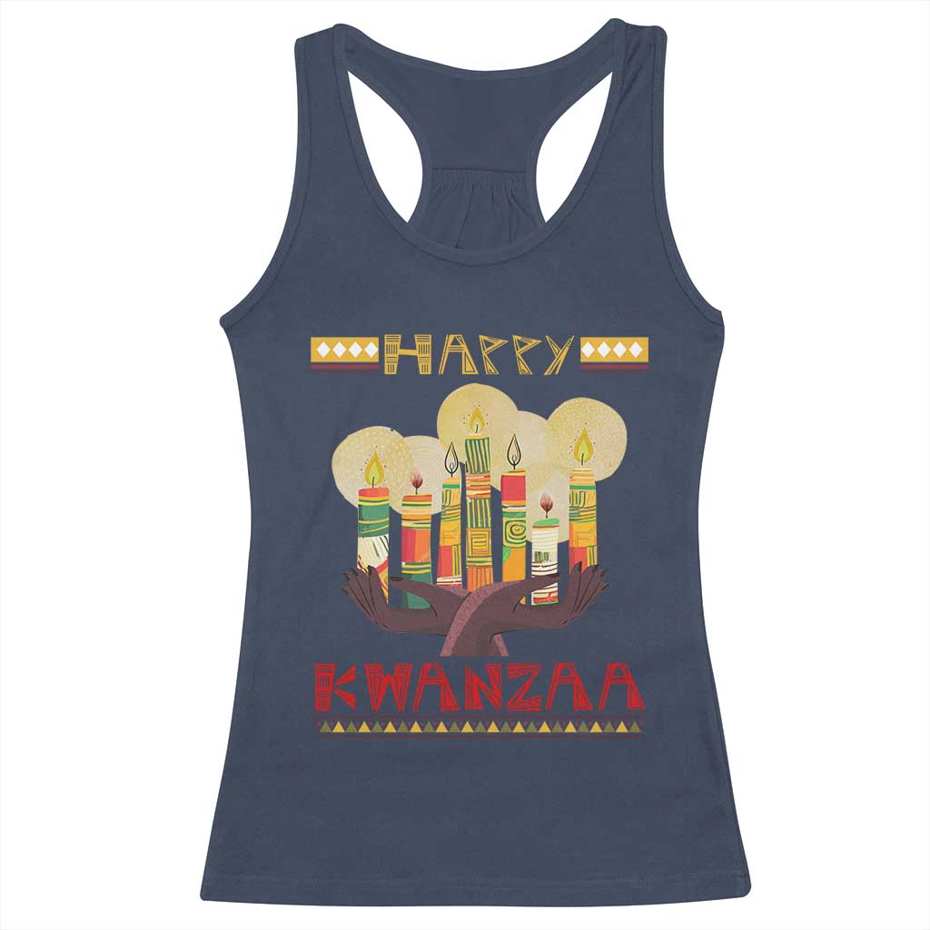 African American Xmas Happy Kwanzaa Racerback Tank Top