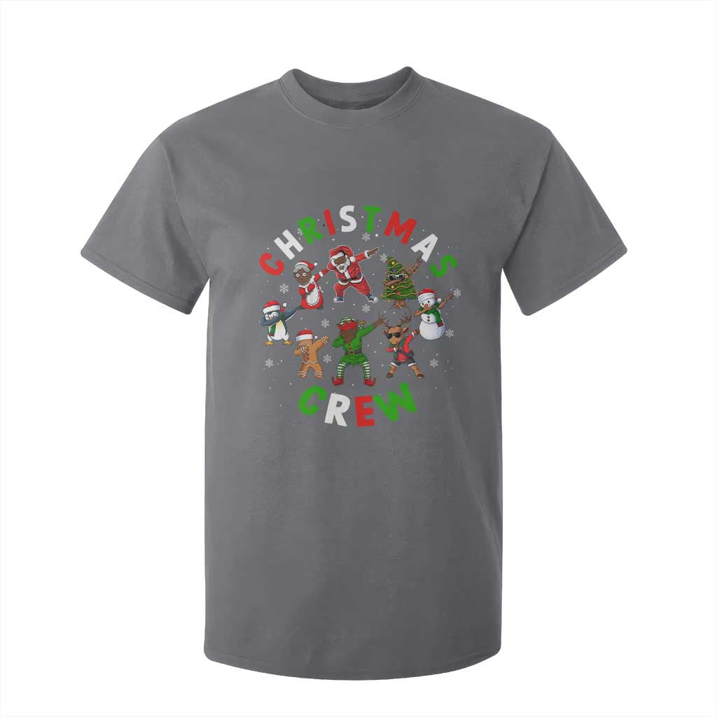 Christmas Crew T Shirt For Kid Black African American Santa Reindeer Snowman Dabbing
