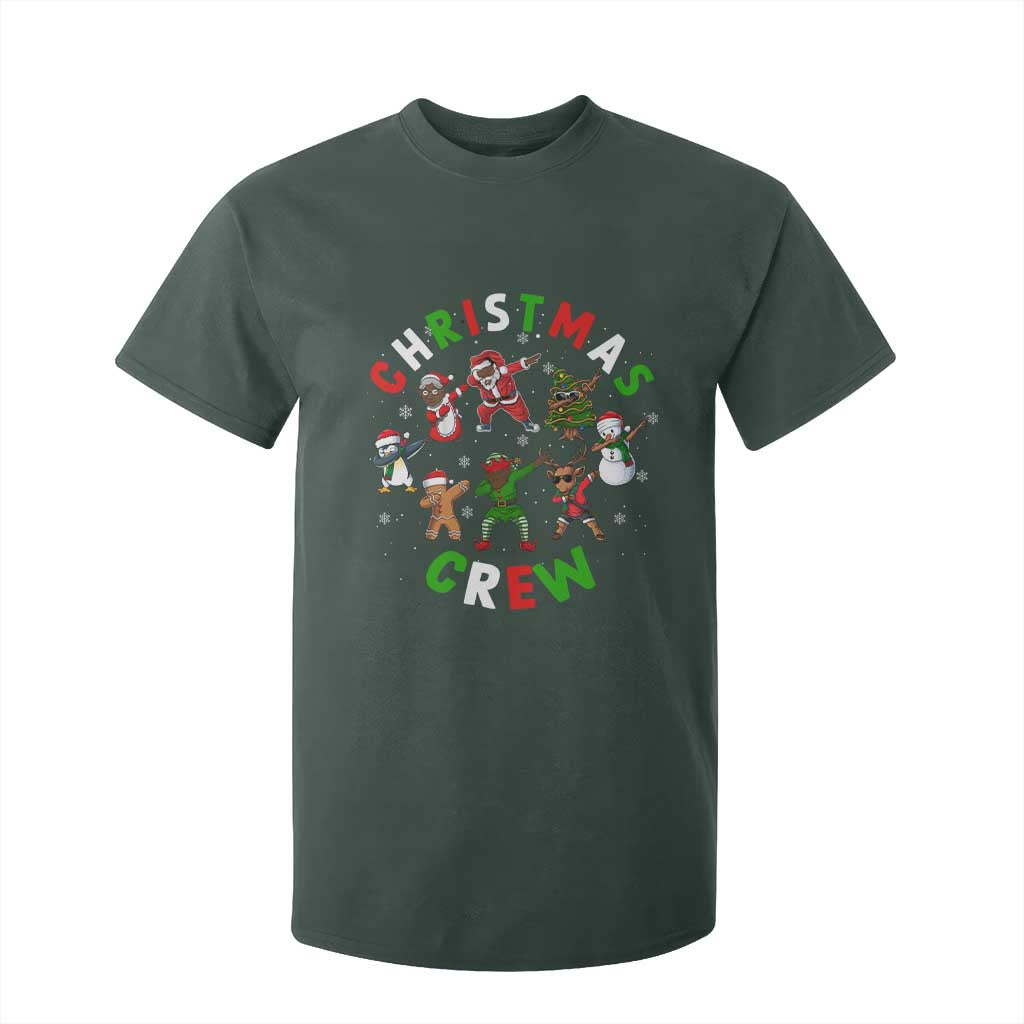 Christmas Crew T Shirt For Kid Black African American Santa Reindeer Snowman Dabbing