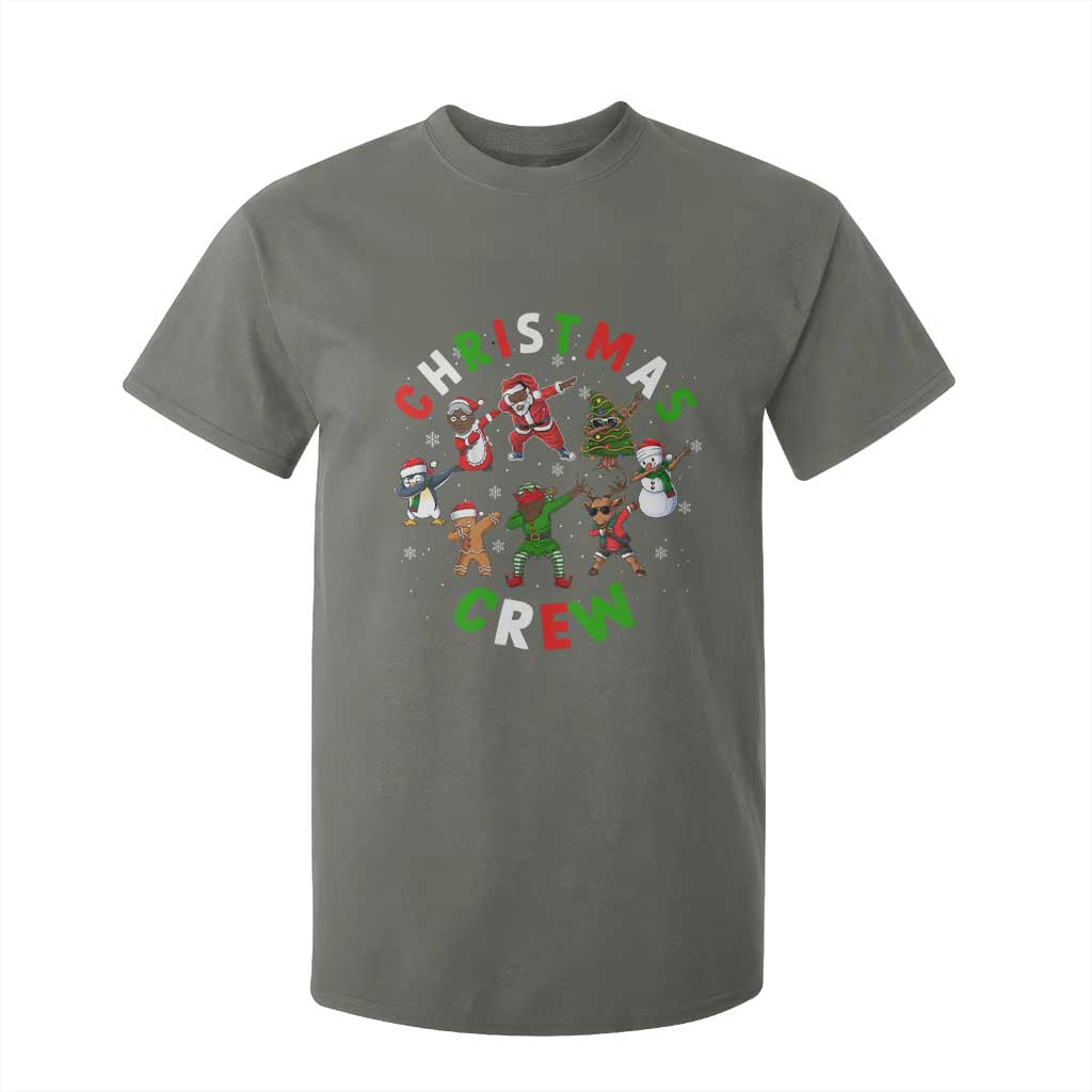 Christmas Crew T Shirt For Kid Black African American Santa Reindeer Snowman Dabbing
