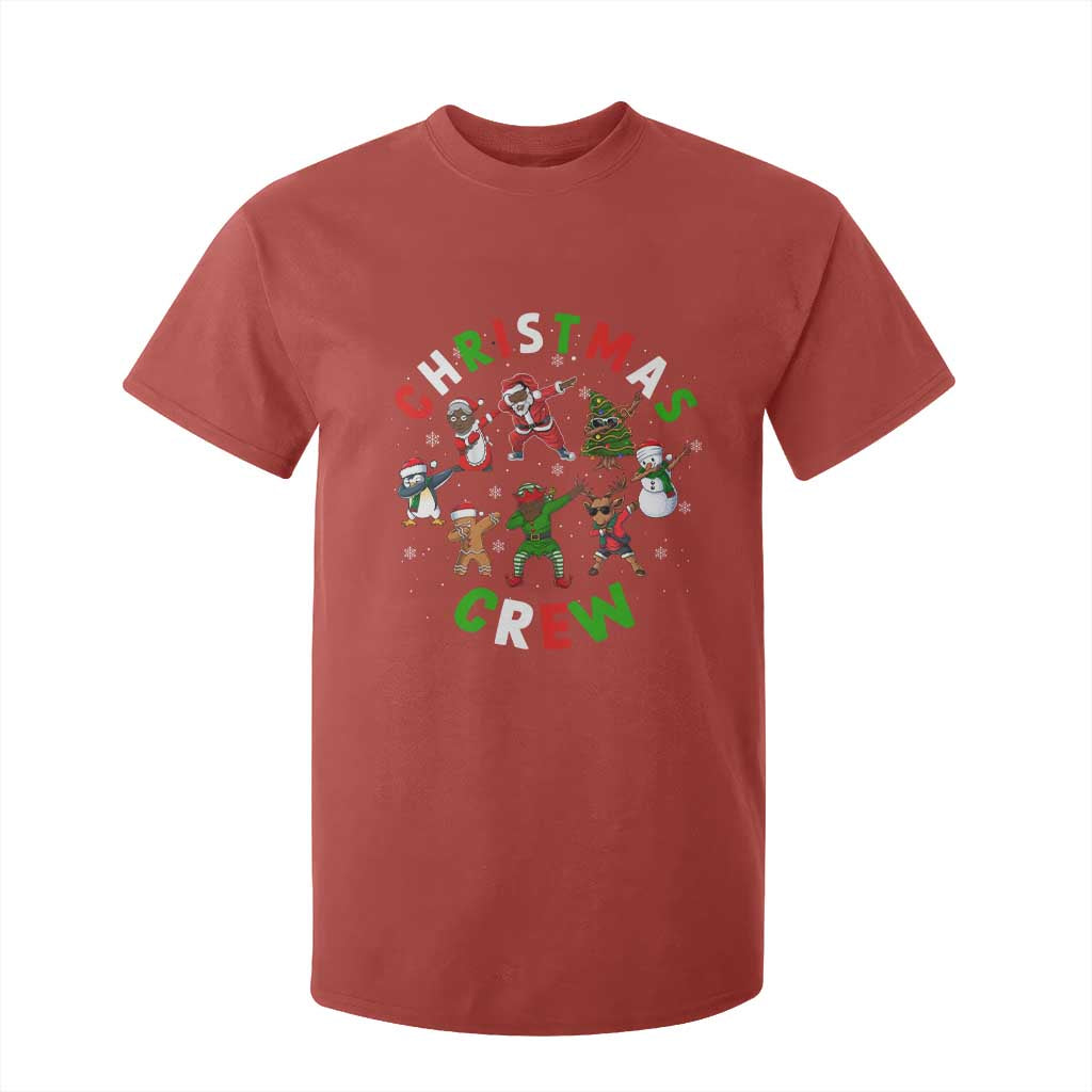 Christmas Crew T Shirt For Kid Black African American Santa Reindeer Snowman Dabbing