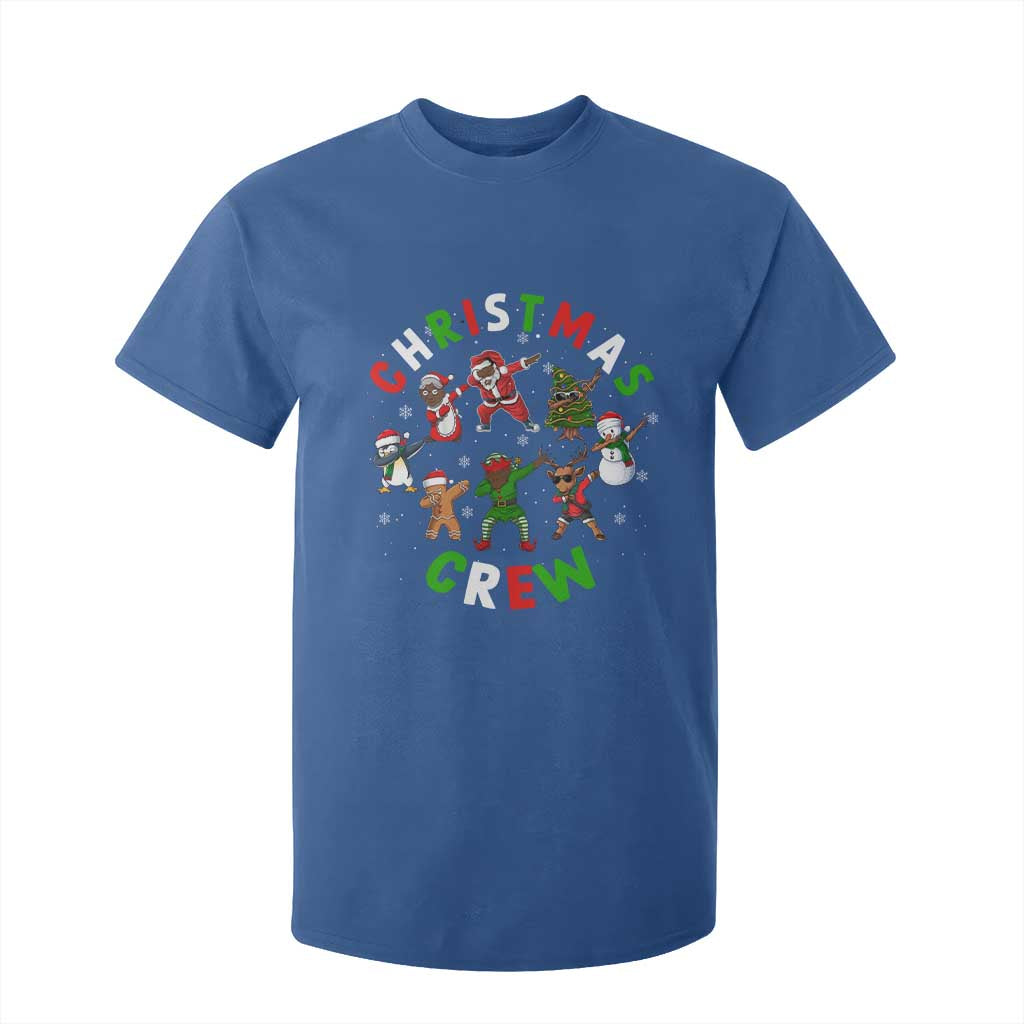 Christmas Crew T Shirt For Kid Black African American Santa Reindeer Snowman Dabbing