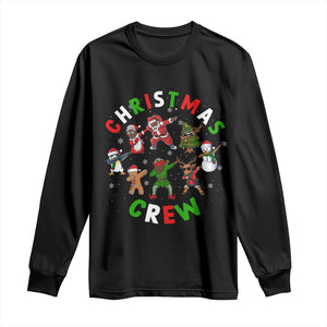 Christmas Crew Long Sleeve Shirt Black African American Santa Reindeer Snowman Dabbing