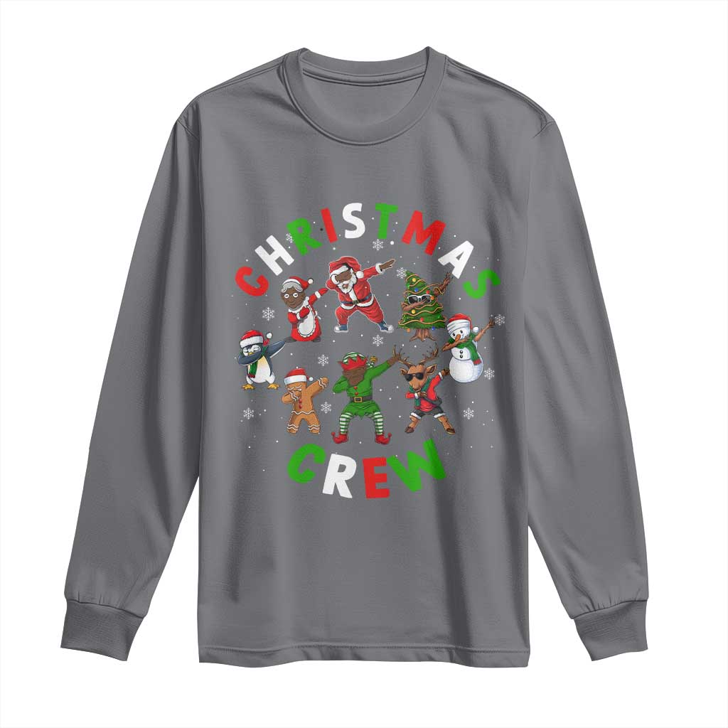 Christmas Crew Long Sleeve Shirt Black African American Santa Reindeer Snowman Dabbing