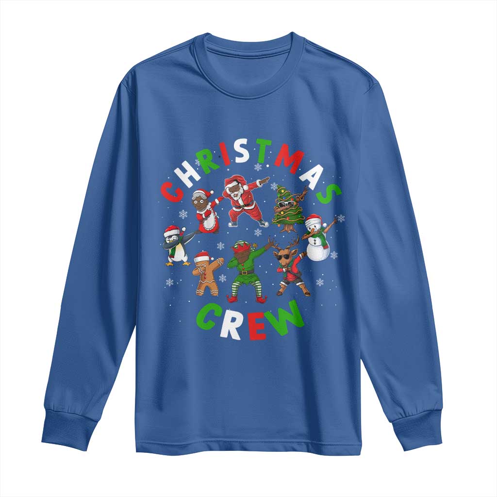Christmas Crew Long Sleeve Shirt Black African American Santa Reindeer Snowman Dabbing