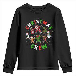 Christmas Crew Youth Long Sleeve Shirt Black African American Santa Reindeer Snowman Dabbing
