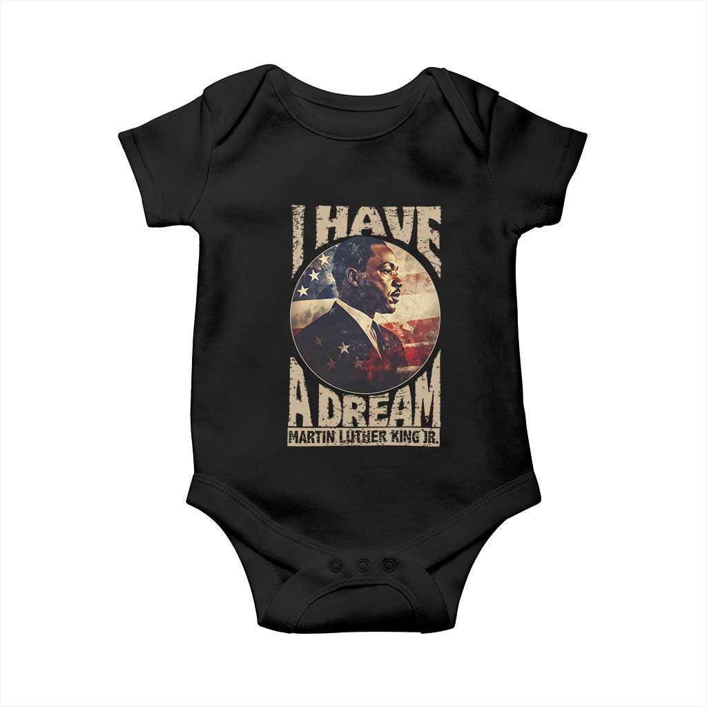 Martin Luther King Jr Baby Onesie I Have A Dream American Flag Black History MLK Day