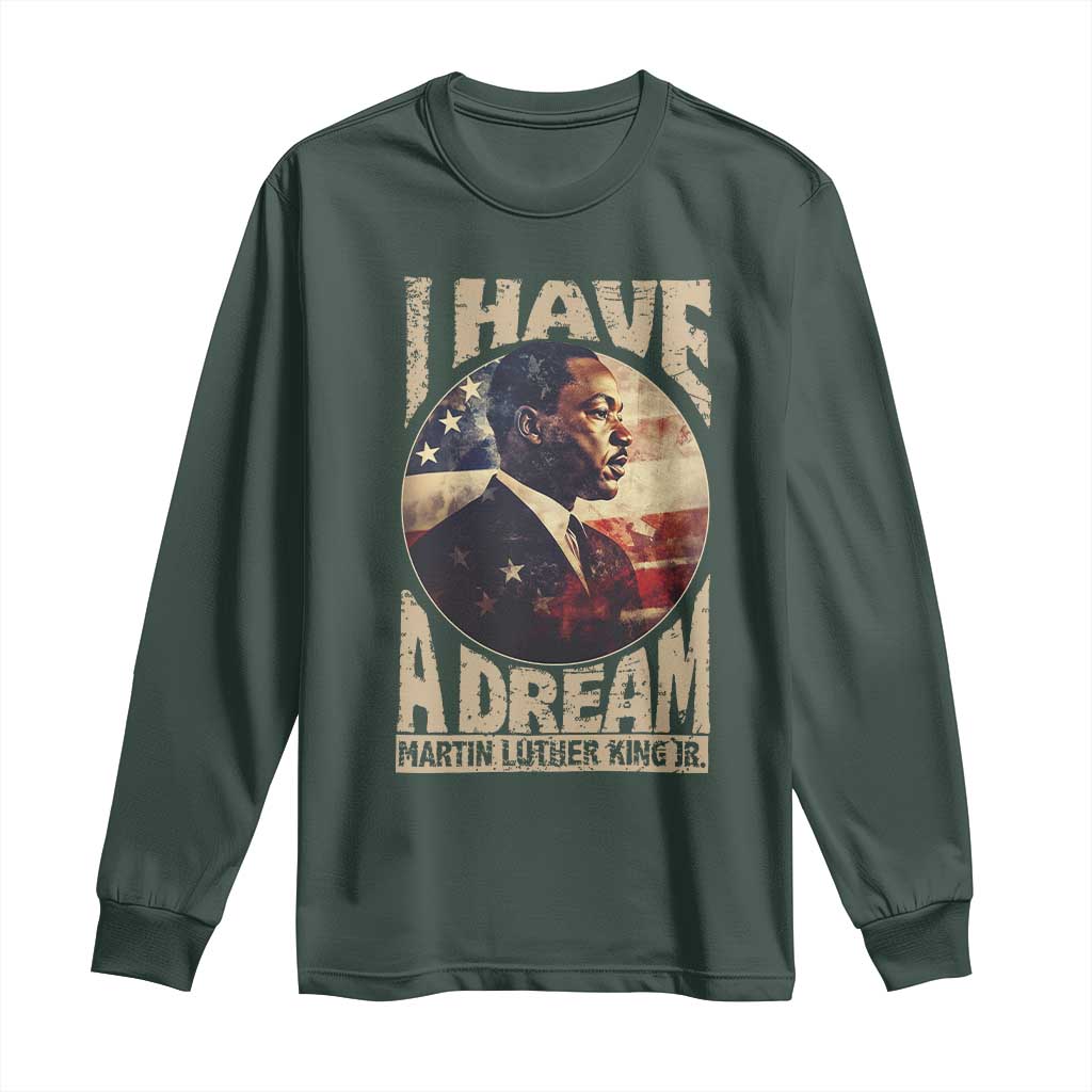 Martin Luther King Jr Long Sleeve Shirt I Have A Dream American Flag Black History MLK Day