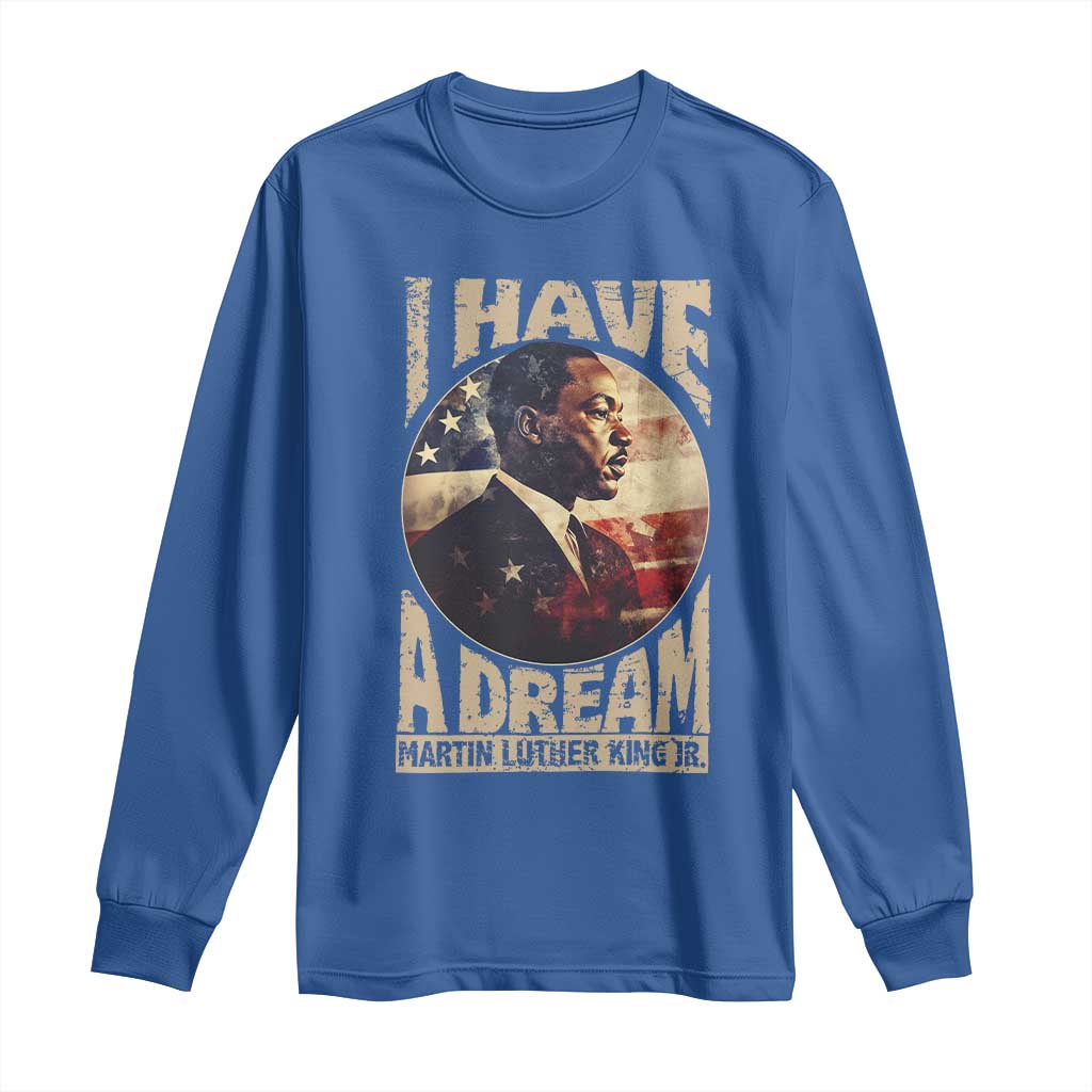 Martin Luther King Jr Long Sleeve Shirt I Have A Dream American Flag Black History MLK Day