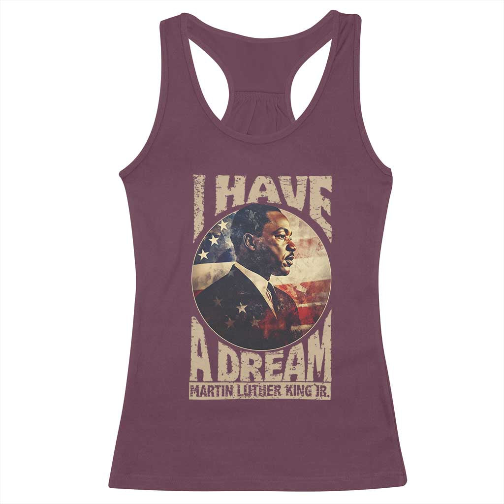 Martin Luther King Jr Racerback Tank Top I Have A Dream American Flag Black History MLK Day