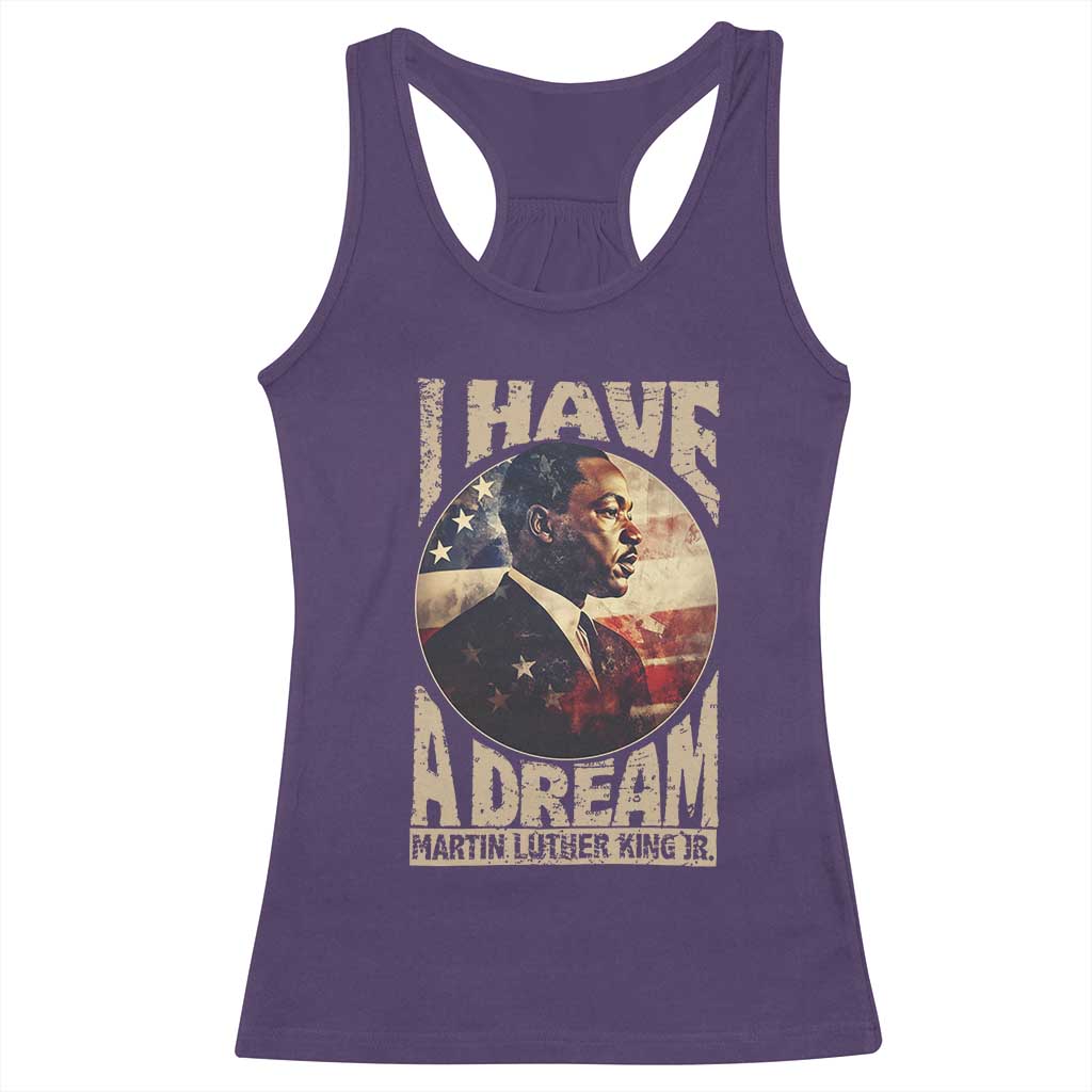 Martin Luther King Jr Racerback Tank Top I Have A Dream American Flag Black History MLK Day