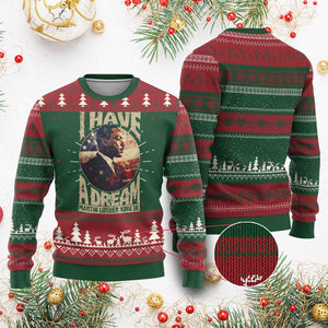 Martin Luther King Jr Ugly Christmas Sweater I Have A Dream American Flag MLK Day Black History