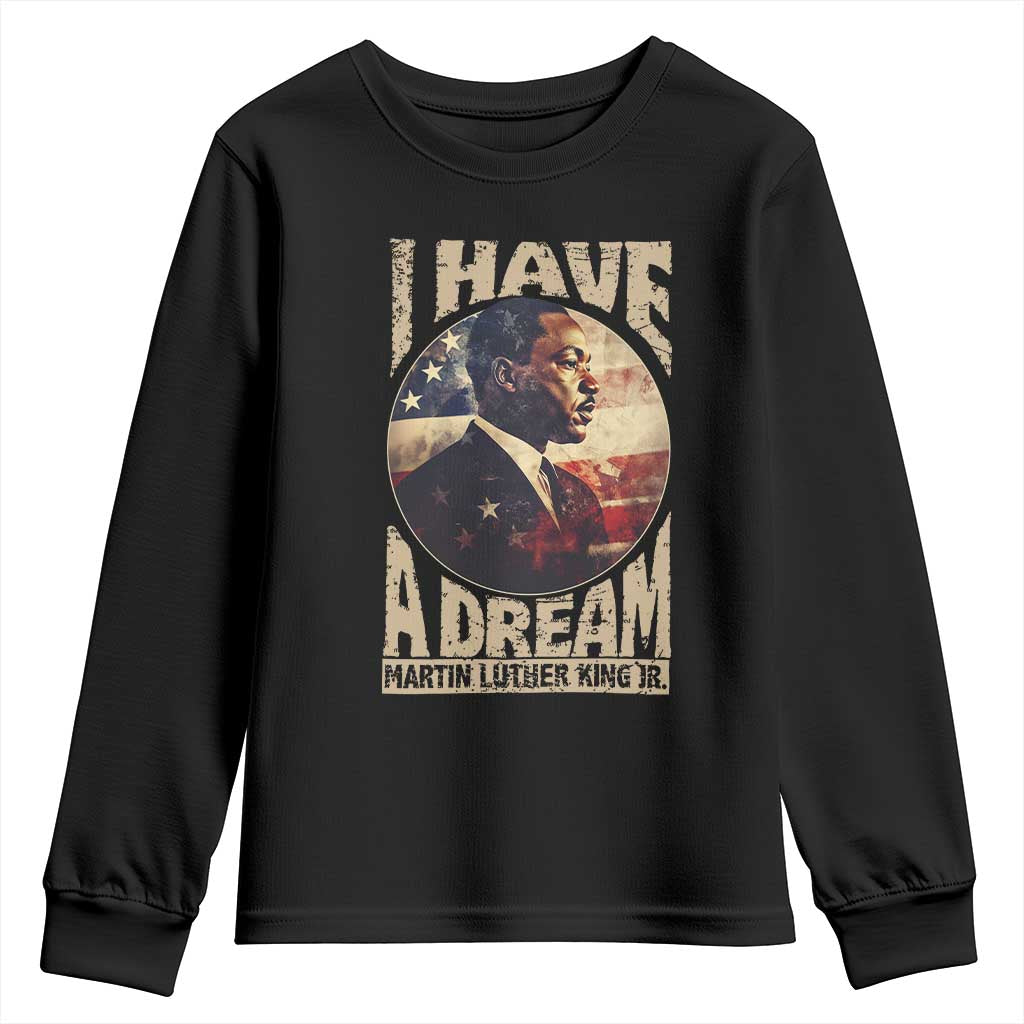 Martin Luther King Jr Youth Sweatshirt I Have A Dream American Flag Black History MLK Day