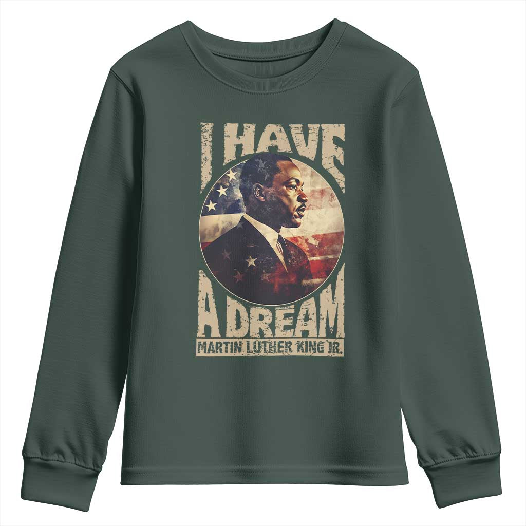 Martin Luther King Jr Youth Sweatshirt I Have A Dream American Flag Black History MLK Day