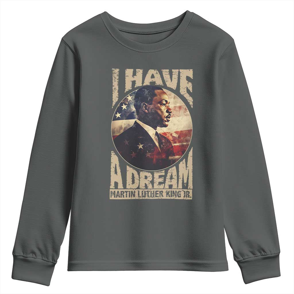 Martin Luther King Jr Youth Sweatshirt I Have A Dream American Flag Black History MLK Day