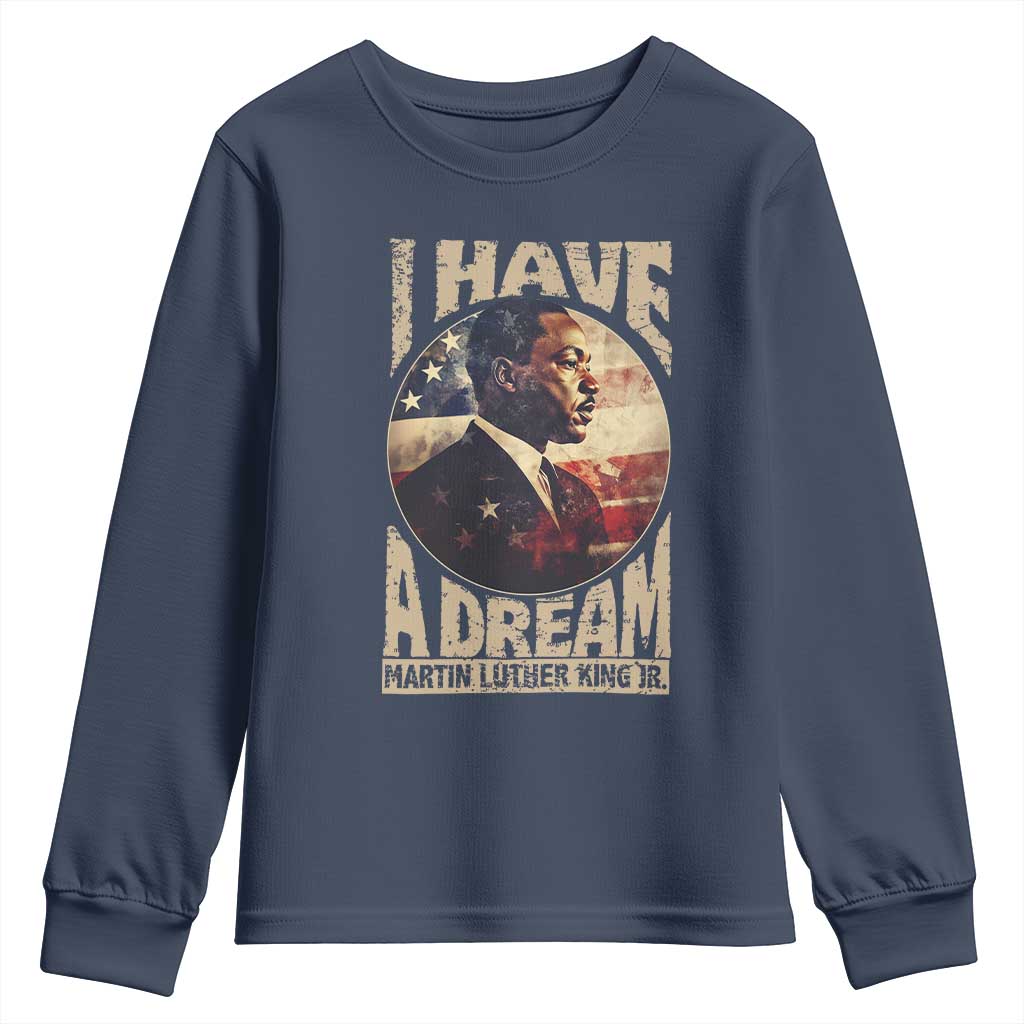 Martin Luther King Jr Youth Sweatshirt I Have A Dream American Flag Black History MLK Day