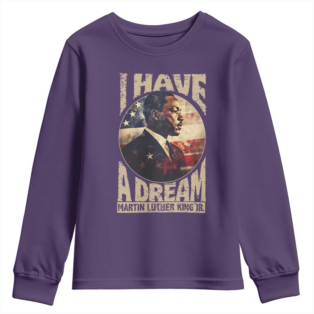 Martin Luther King Jr Youth Sweatshirt I Have A Dream American Flag Black History MLK Day
