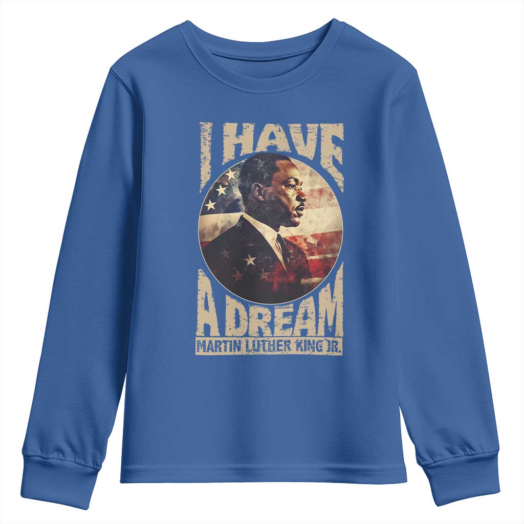 Martin Luther King Jr Youth Sweatshirt I Have A Dream American Flag Black History MLK Day