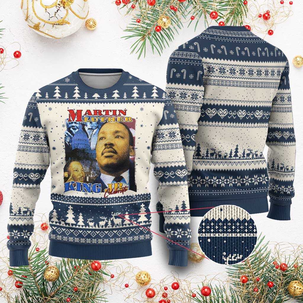 Martin Luther King Jr Ugly Christmas Sweater His Dream Is My Dream American Flag MLK Day Black HIstory