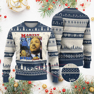 Martin Luther King Jr Ugly Christmas Sweater His Dream Is My Dream American Flag MLK Day Black HIstory