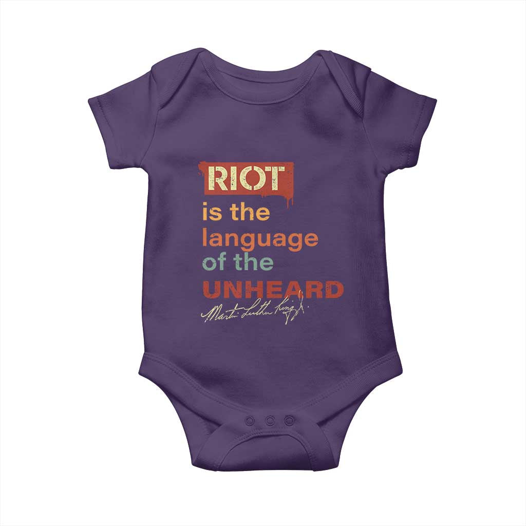 Martin Luther King Jr Baby Onesie A Riot Is The Language Of The Unheard MLK