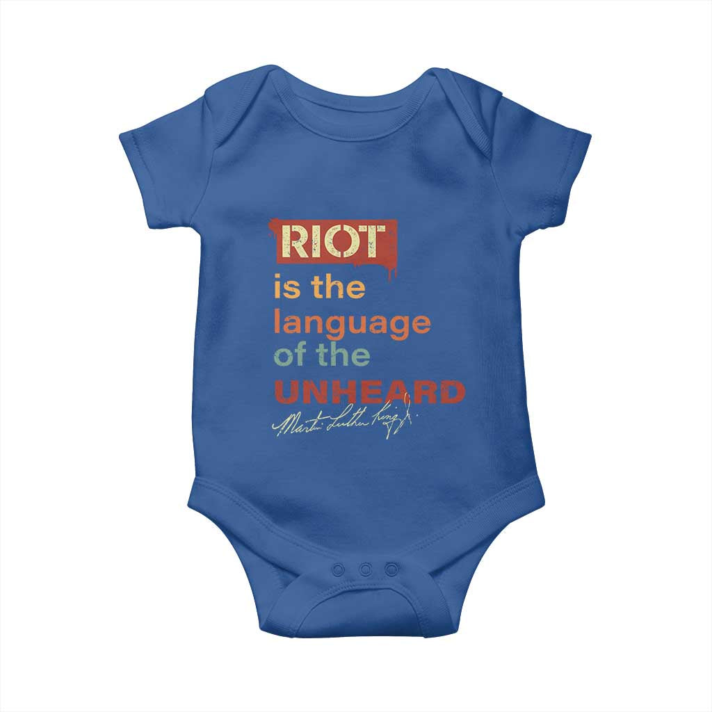 Martin Luther King Jr Baby Onesie A Riot Is The Language Of The Unheard MLK