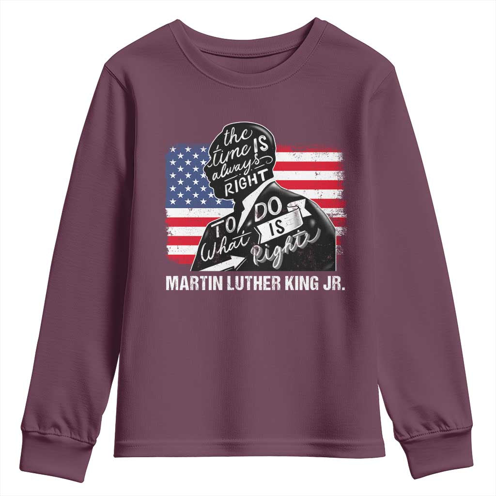 Martin Luther King Jr Youth Sweatshirt The Time Is Always Right To Do What Is Right MLK Day