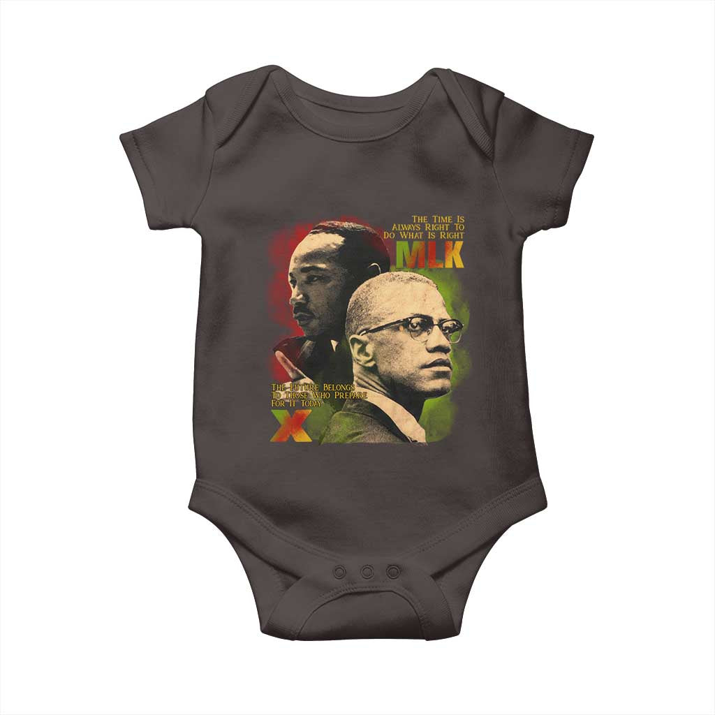 Malcolm X Martin Luther King Jr Baby Onesie The Time Is Always Right Prepare For Future Today