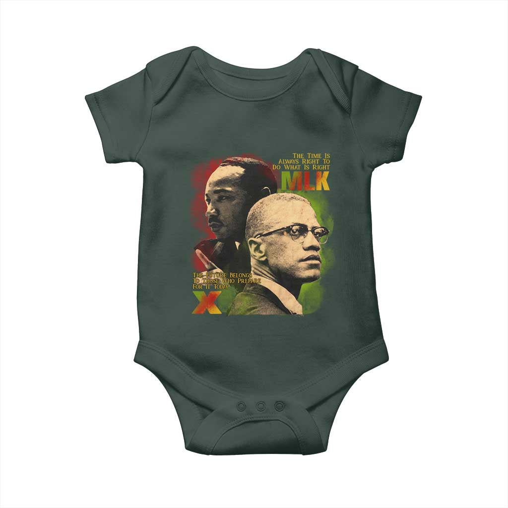 Malcolm X Martin Luther King Jr Baby Onesie The Time Is Always Right Prepare For Future Today