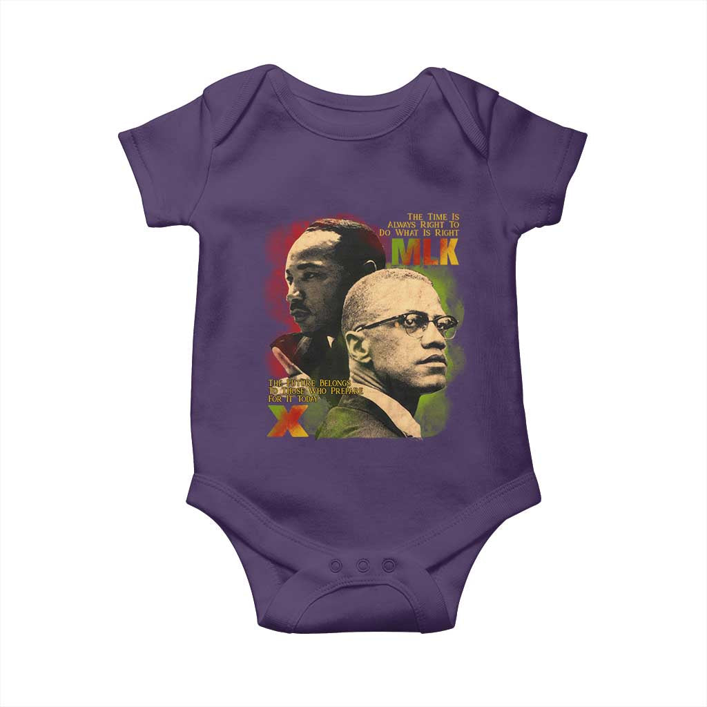Malcolm X Martin Luther King Jr Baby Onesie The Time Is Always Right Prepare For Future Today