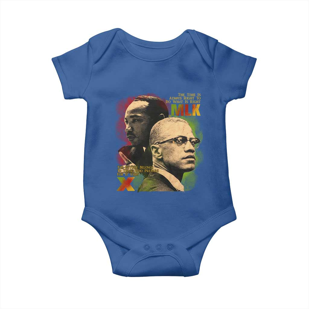 Malcolm X Martin Luther King Jr Baby Onesie The Time Is Always Right Prepare For Future Today