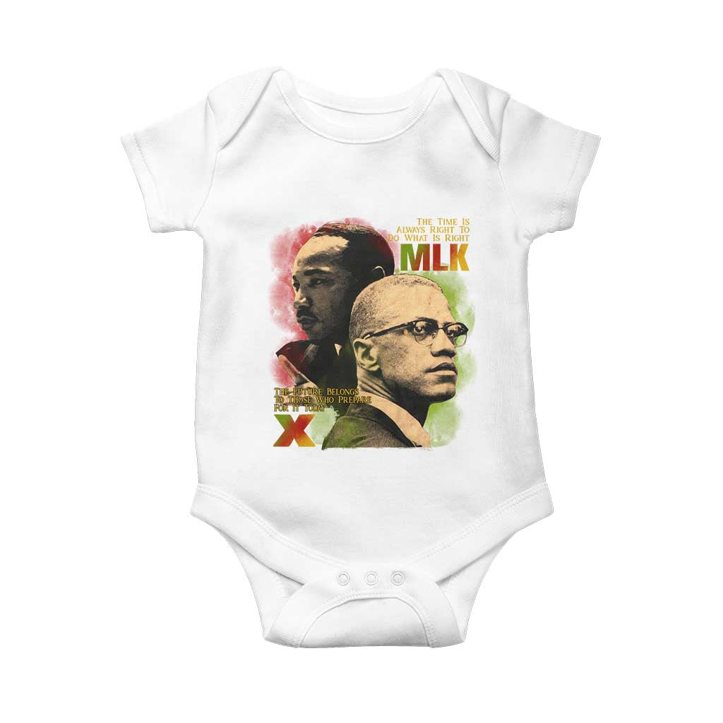 Malcolm X Martin Luther King Jr Baby Onesie The Time Is Always Right Prepare For Future Today