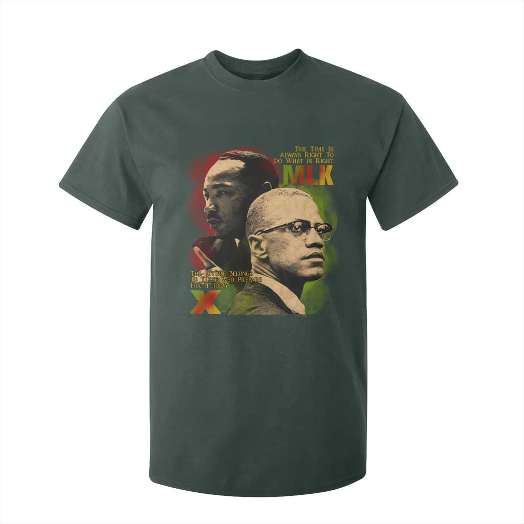 Malcolm X Martin Luther King Jr T Shirt For Kid The Time Is Always Right Prepare For Future Today