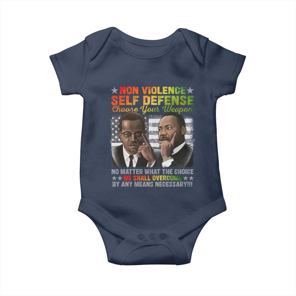 Malcolm X Martin Luther King Jr Baby Onesie Choose Your Weapon No Matter What The Choice