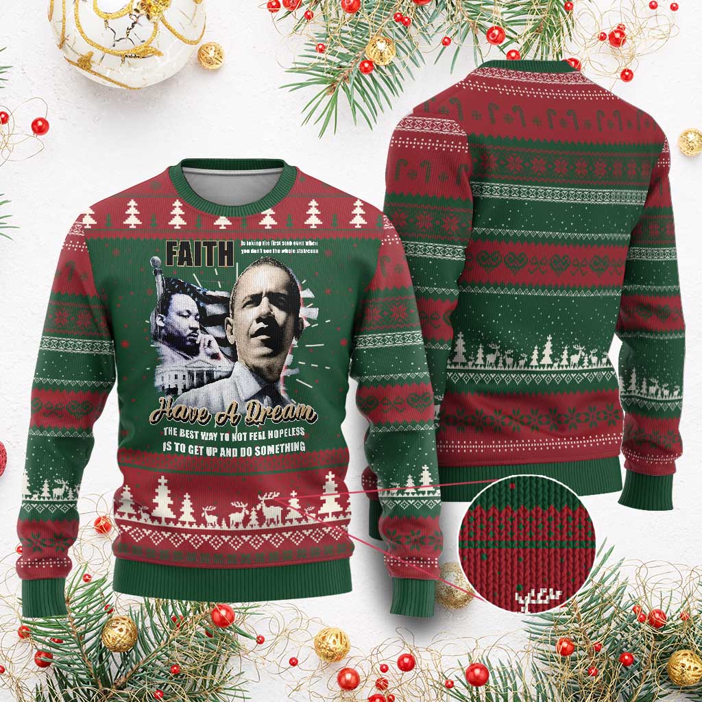 Obama MLK Martin Luther King Jr Ugly Christmas Sweater