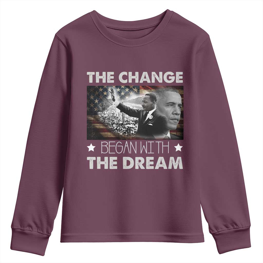 MLK Obama Youth Sweatshirt The Change Began With The Dream